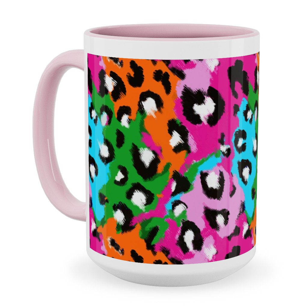 Leopard Print - Multi Ceramic Mug, Pink,  , 15oz, Multicolor