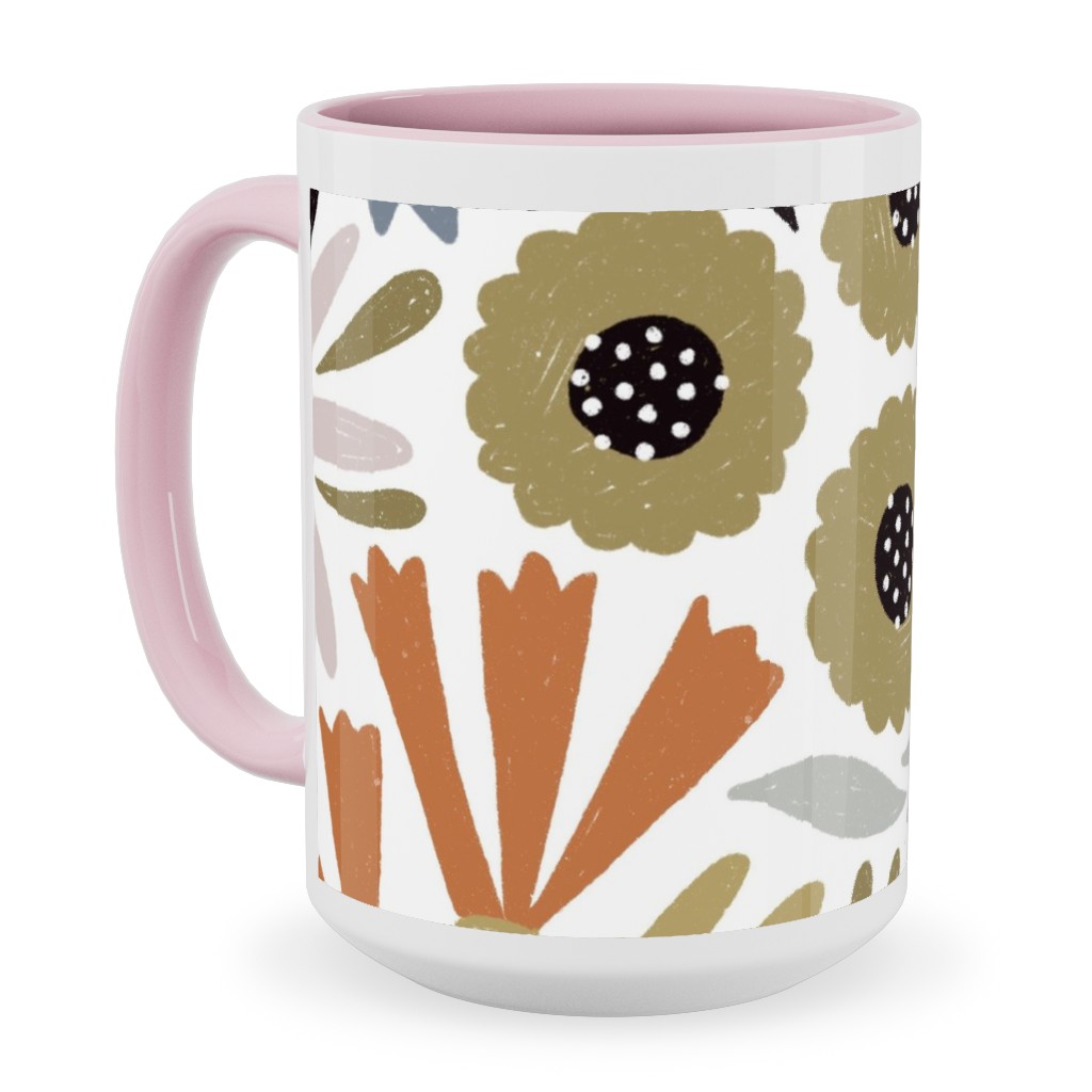 Adeline Floral - Muted Multi Ceramic Mug, Pink, , 15oz, Multicolor