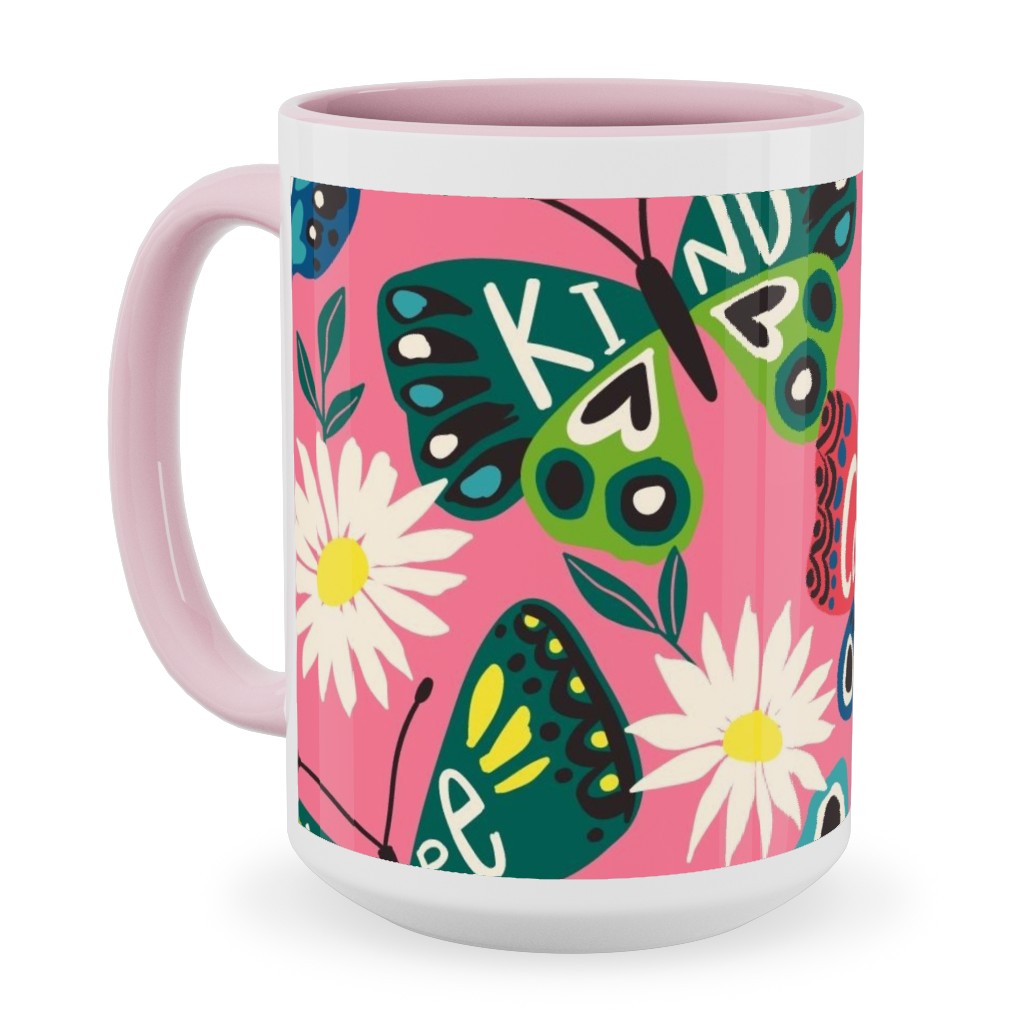 Garden Butterfly - Multi Ceramic Mug, Pink,  , 15oz, Multicolor