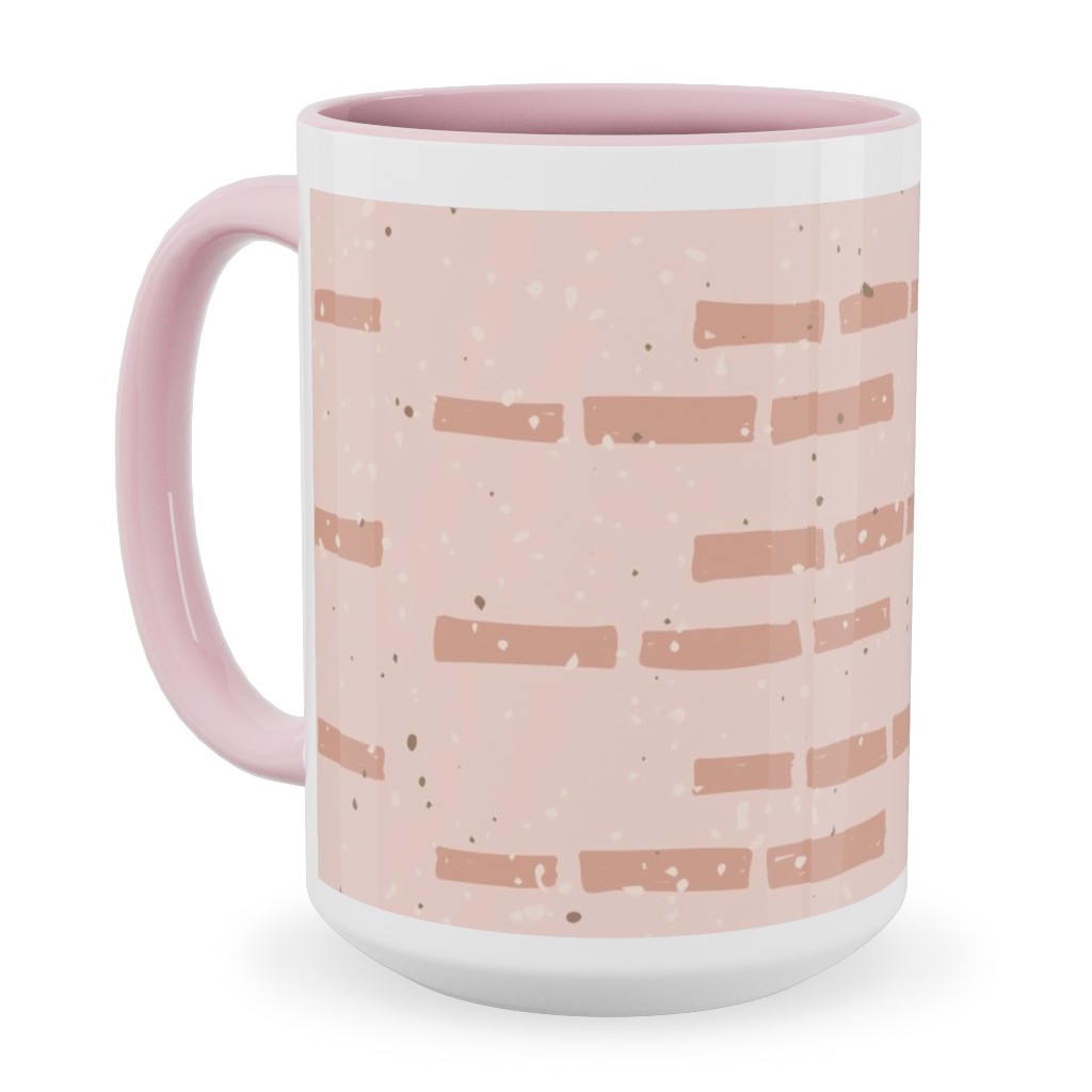 Boho Tribal Dashed Geometric - Pink Ceramic Mug, Pink,  , 15oz, Pink