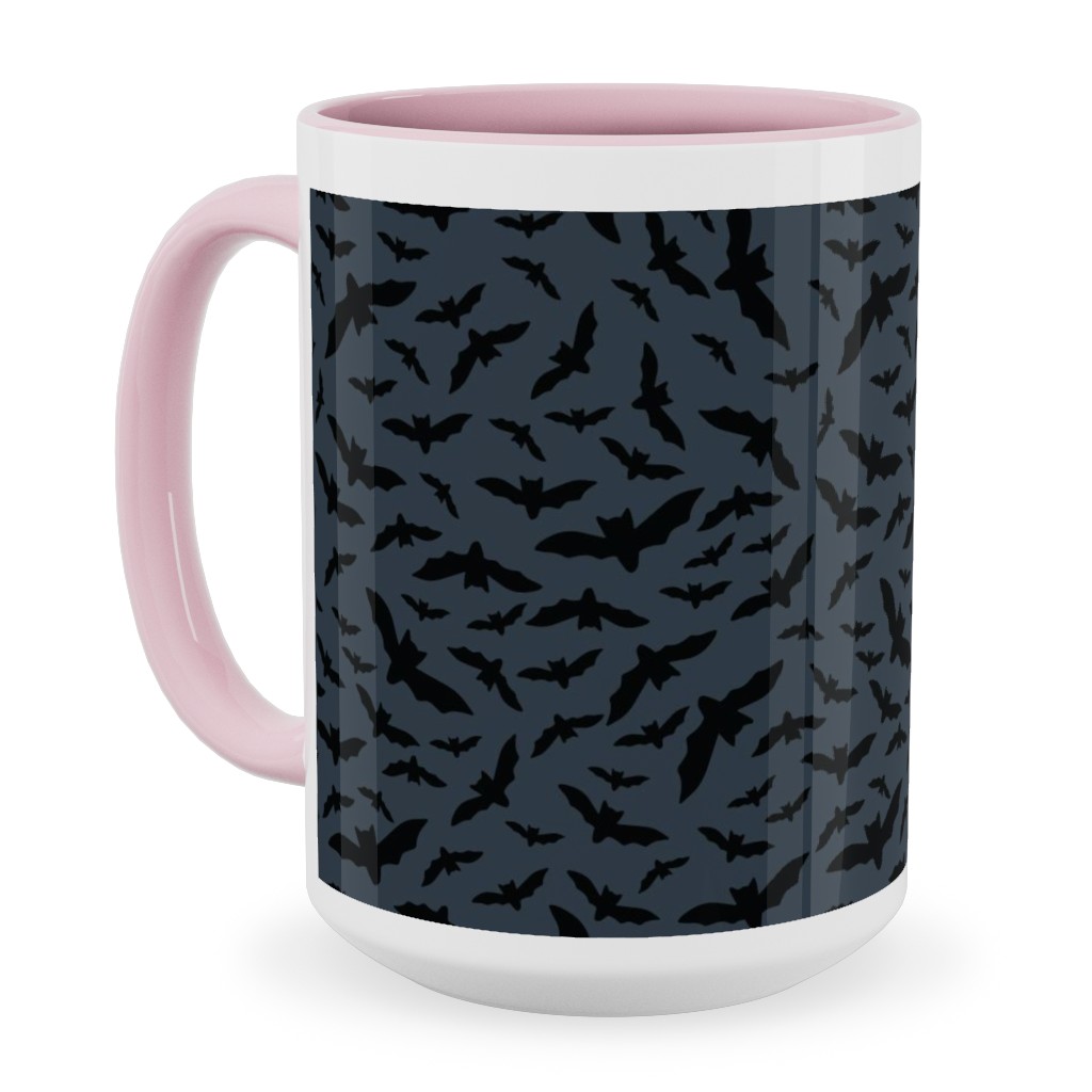 Halloween Black Bats Ceramic Mug, Pink,  , 15oz, Black