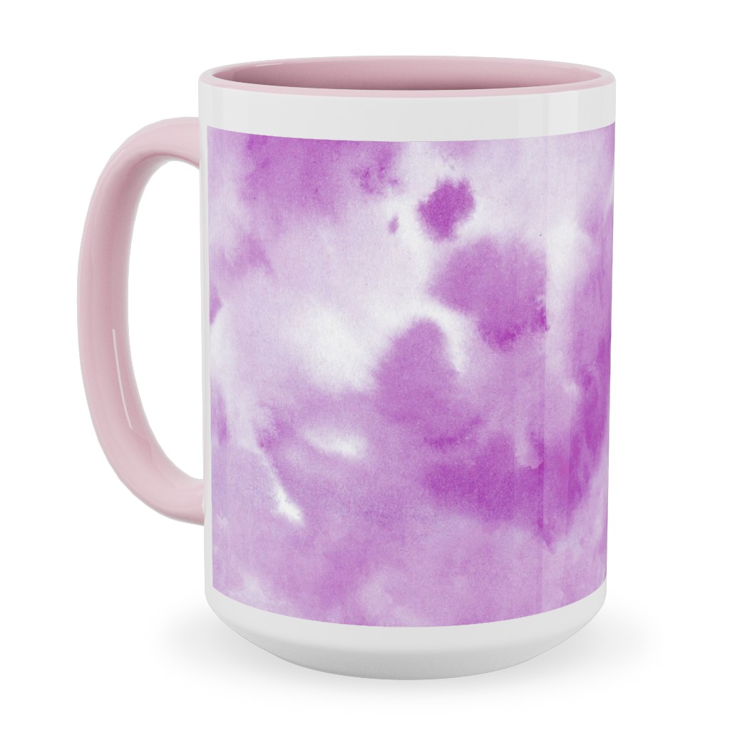Watercolor Texture - Purple Ceramic Mug, Pink, , 15oz, Purple, Purple