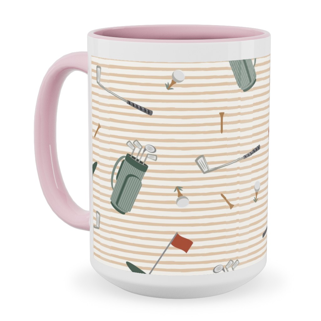 Tee Time - Neutral Ceramic Mug, Pink,  , 15oz, Beige