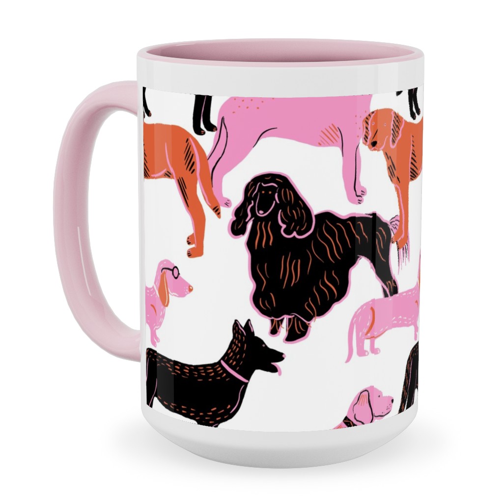 Goofy Dog Friends Ceramic Mug, Pink,  , 15oz, White