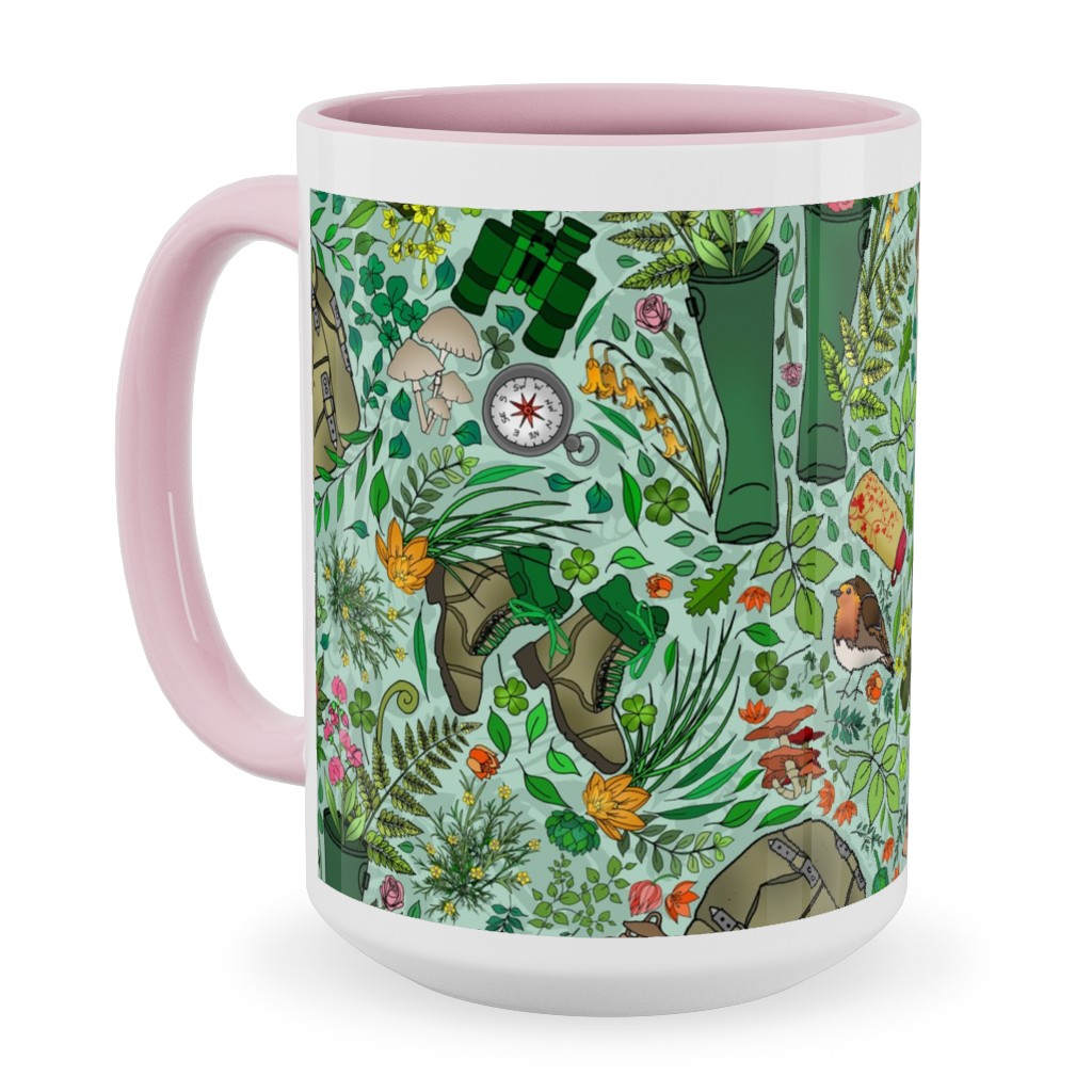 Hike Across the Emerald Isle - Multicolor Ceramic Mug, Pink, , 15oz, Green, Classic Green