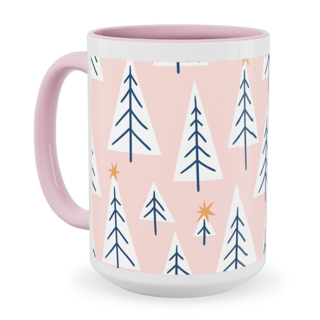 Christmas Forest on Pink Ceramic Mug, Pink,  , 15oz, Pink
