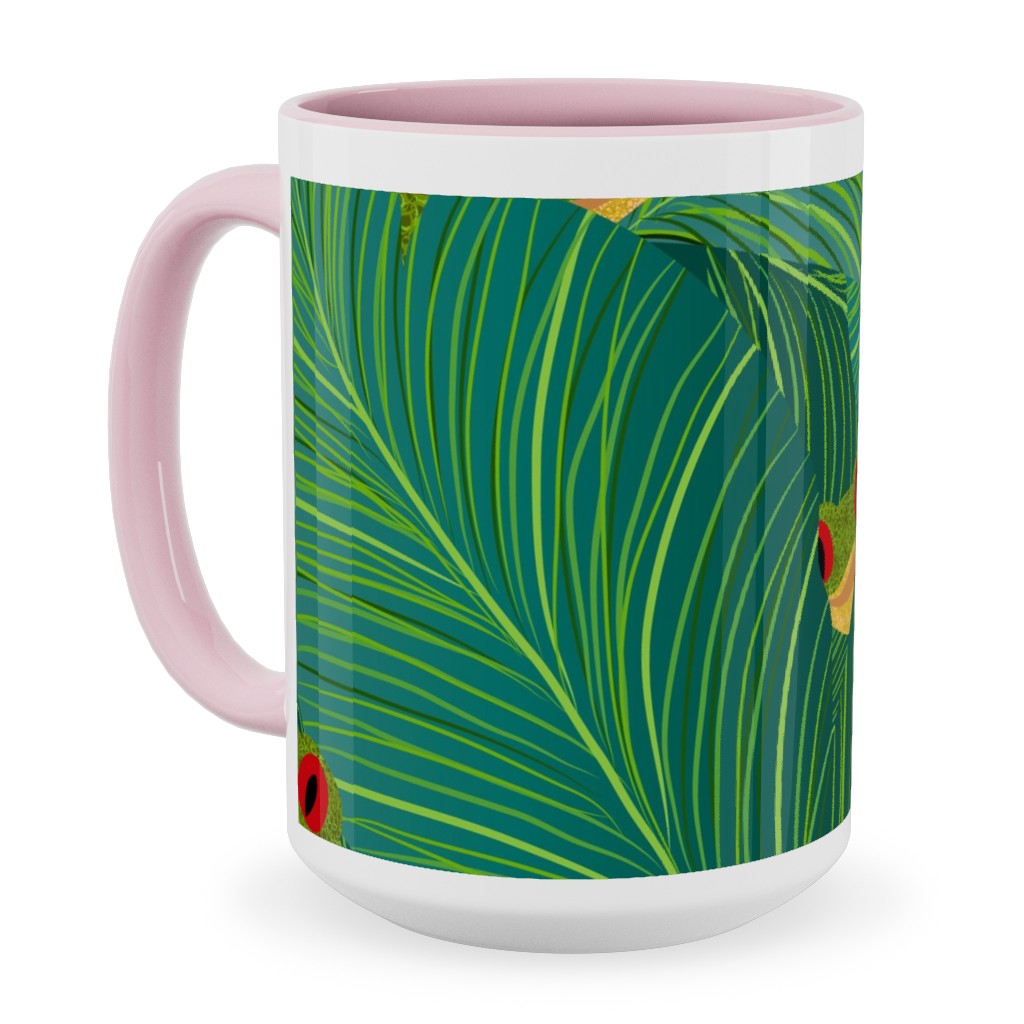 Island Peepers Ceramic Mug, Pink, , 15oz, Green, Classic Green