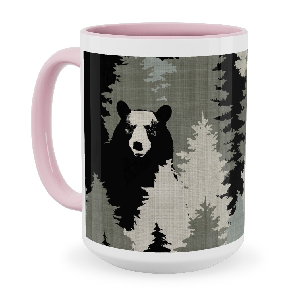 Bears Texture - Green Ceramic Mug, Pink, , 15oz, Green, Classic Green