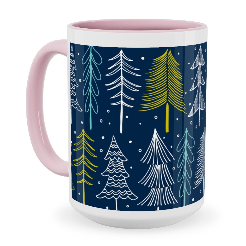 Oh' Christmas Tree Ceramic Mug, Pink, , 15oz, Blue, Silhouette