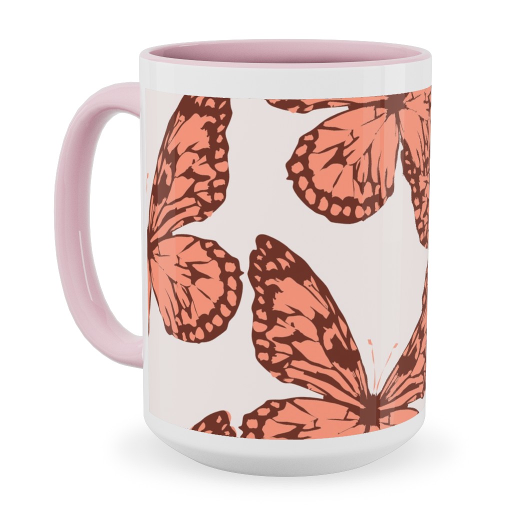 Butterfly Ceramic Mug, Pink, , 15oz, Pink, Priscilla