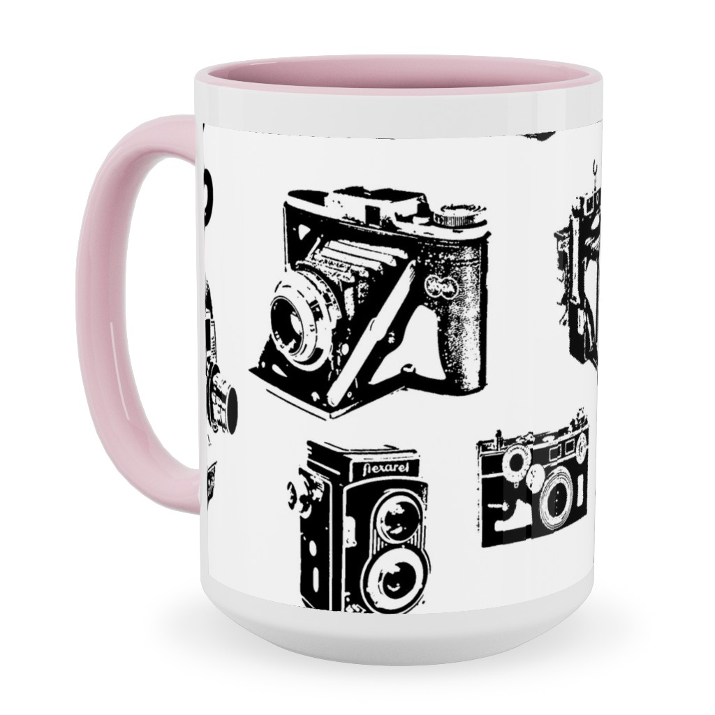Retro Cameras Ceramic Mug, Pink, , 15oz, White, White