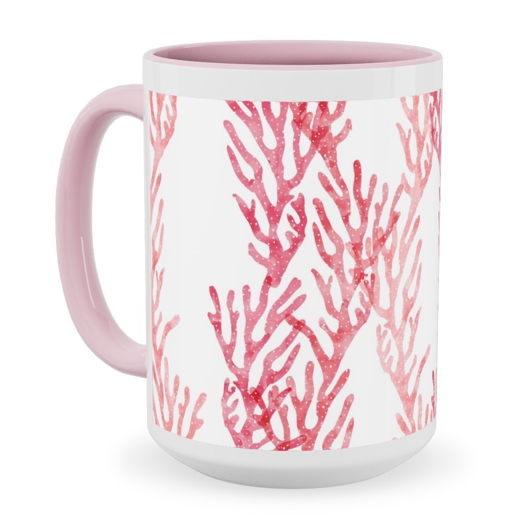 Coral - Pink Ceramic Mug, Pink, , 15oz, Pink, Bright Pink