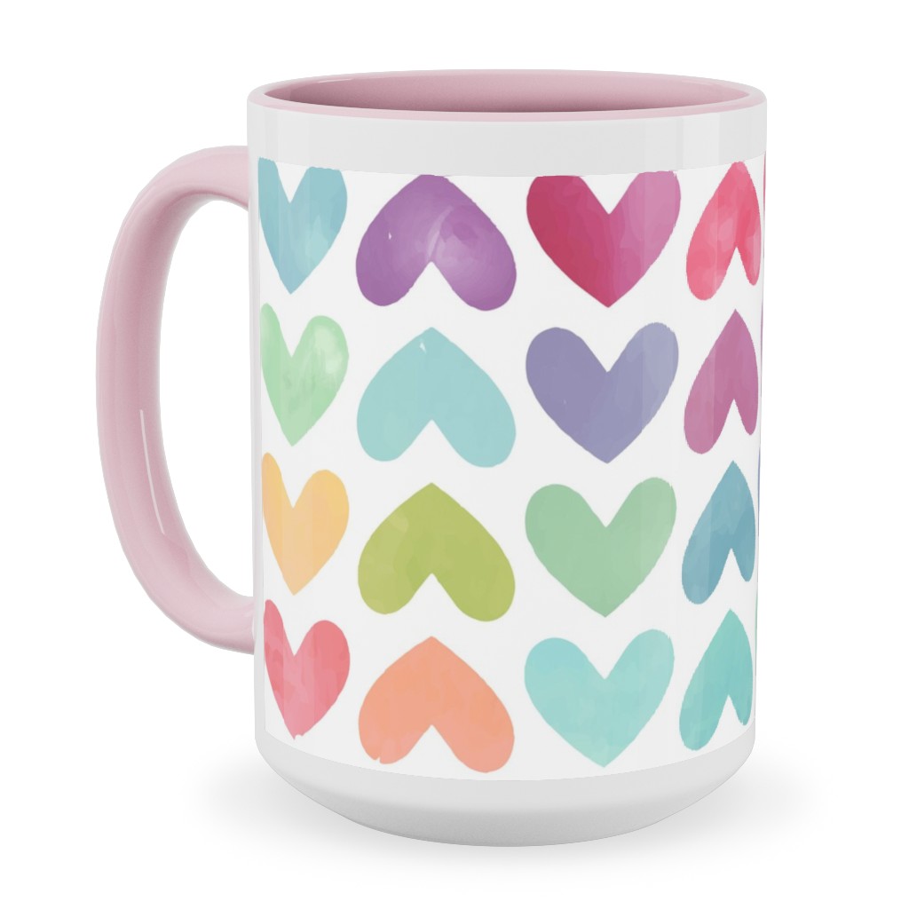 Rainbow Hearts - Multi Ceramic Mug, Pink, , 15oz, Multicolor