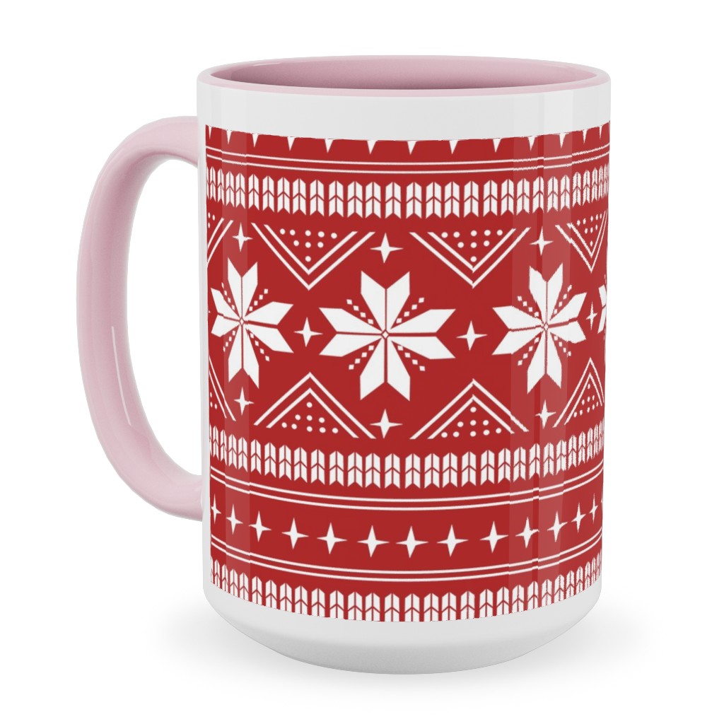 Nordic Sweater - Red Ceramic Mug, Pink, , 15oz, Red, Red