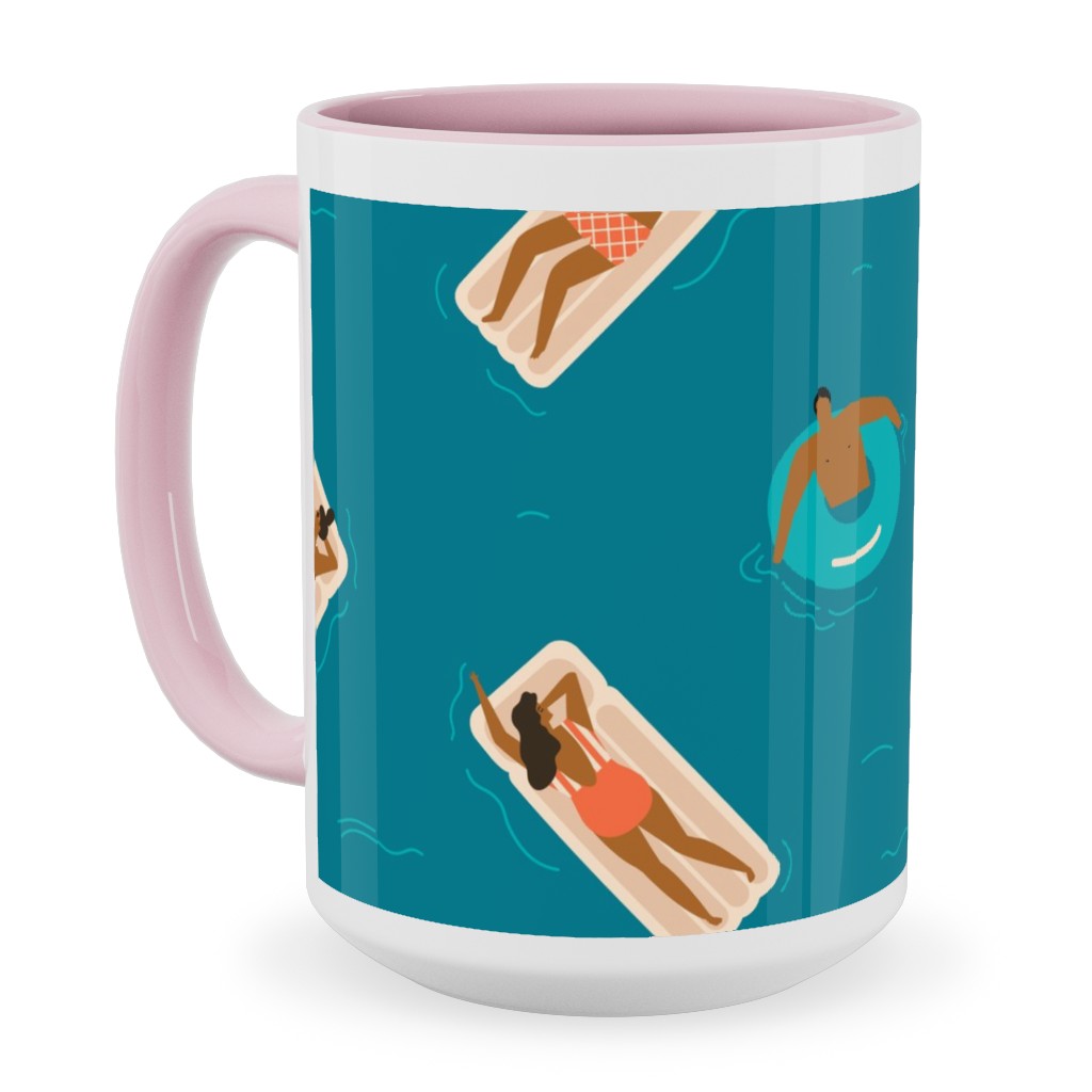 Summertime Ceramic Mug, Pink, , 15oz, Blue, True Blue