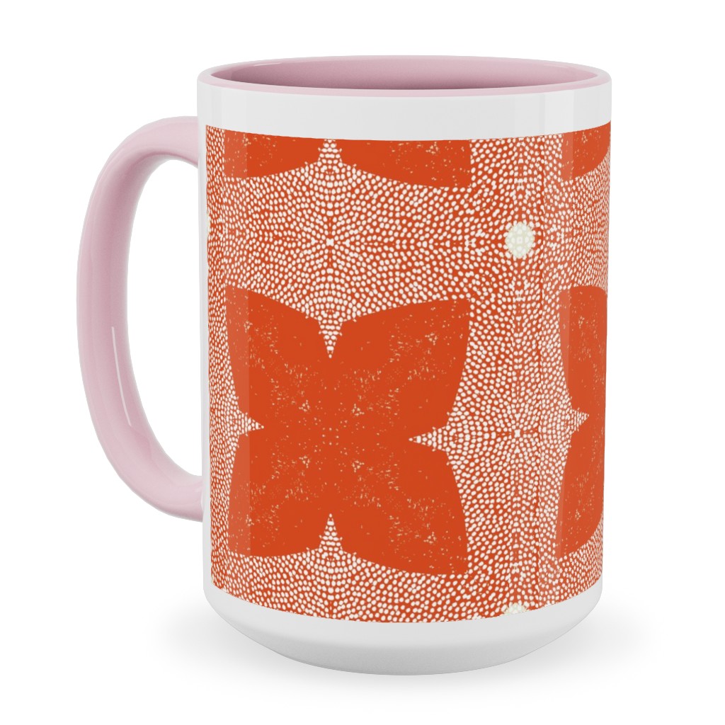 Red Geo Garden - Red Ceramic Mug, Pink, , 15oz, Red, Red