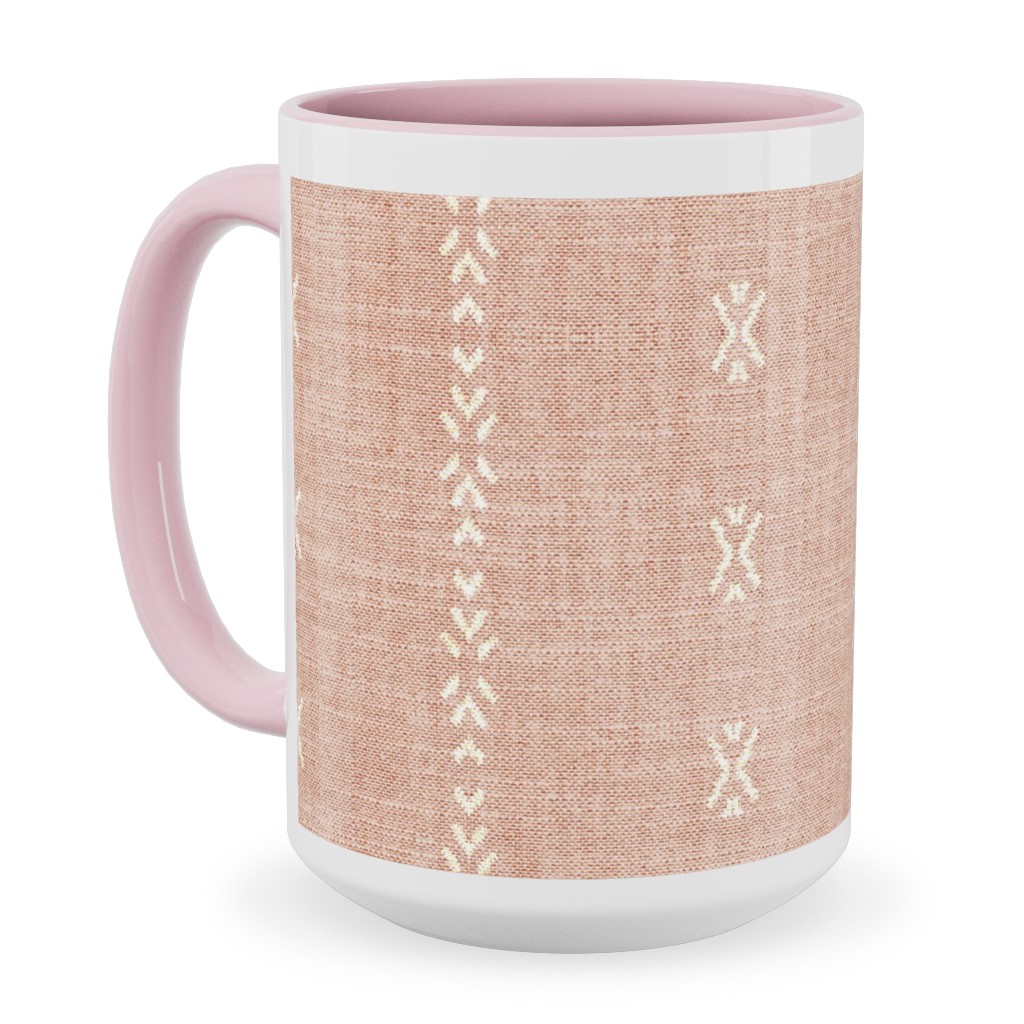 Playa Tribal Stripe - Pink Ceramic Mug, Pink, , 15oz, Pink, Bright Pink