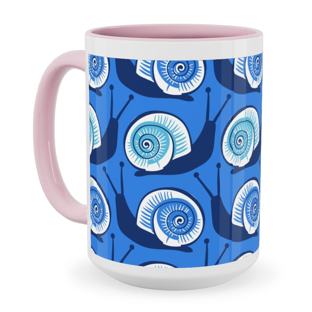 Snails Ceramic Mug, Pink,  , 15oz, Blue