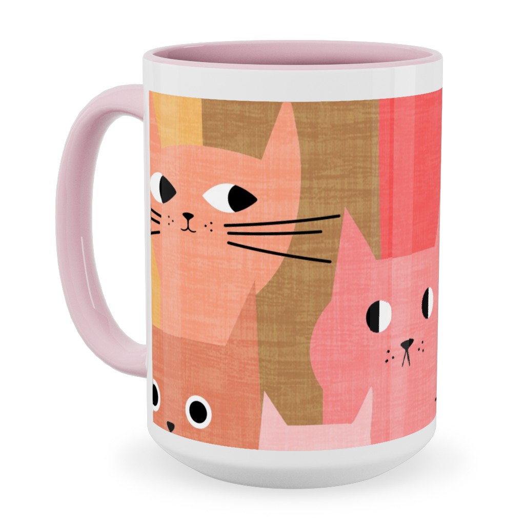 Silly Cats - Multicolor Ceramic Mug, Pink,  , 15oz, Multicolor