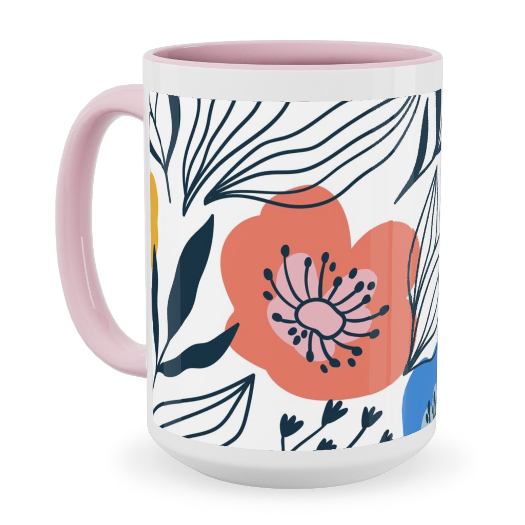Colorful Flowers - Multi Ceramic Mug, Pink,  , 15oz, Multicolor