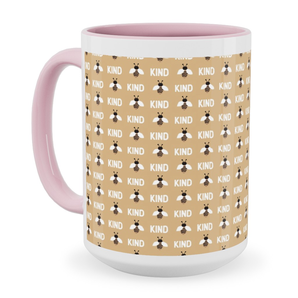 Bee Kind - Yellow Ceramic Mug, Pink,  , 15oz, Yellow