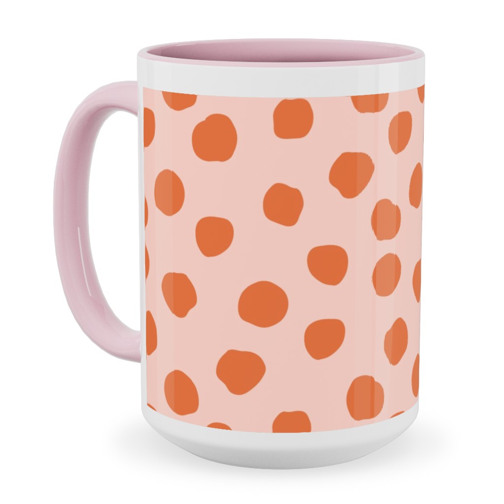 Dotty - Pink and Orange Ceramic Mug, Pink,  , 15oz, Pink