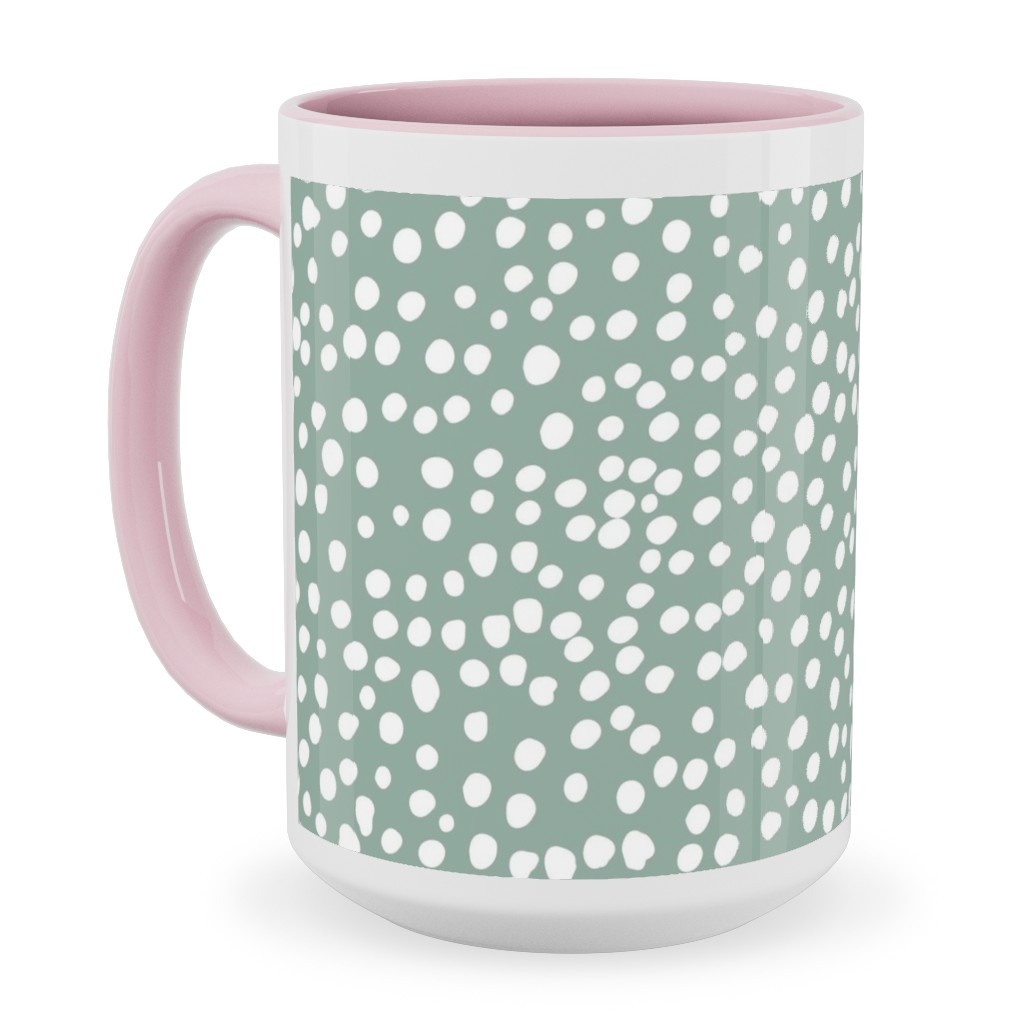 Cheetah - Sage Green Ceramic Mug, Pink,  , 15oz, Green