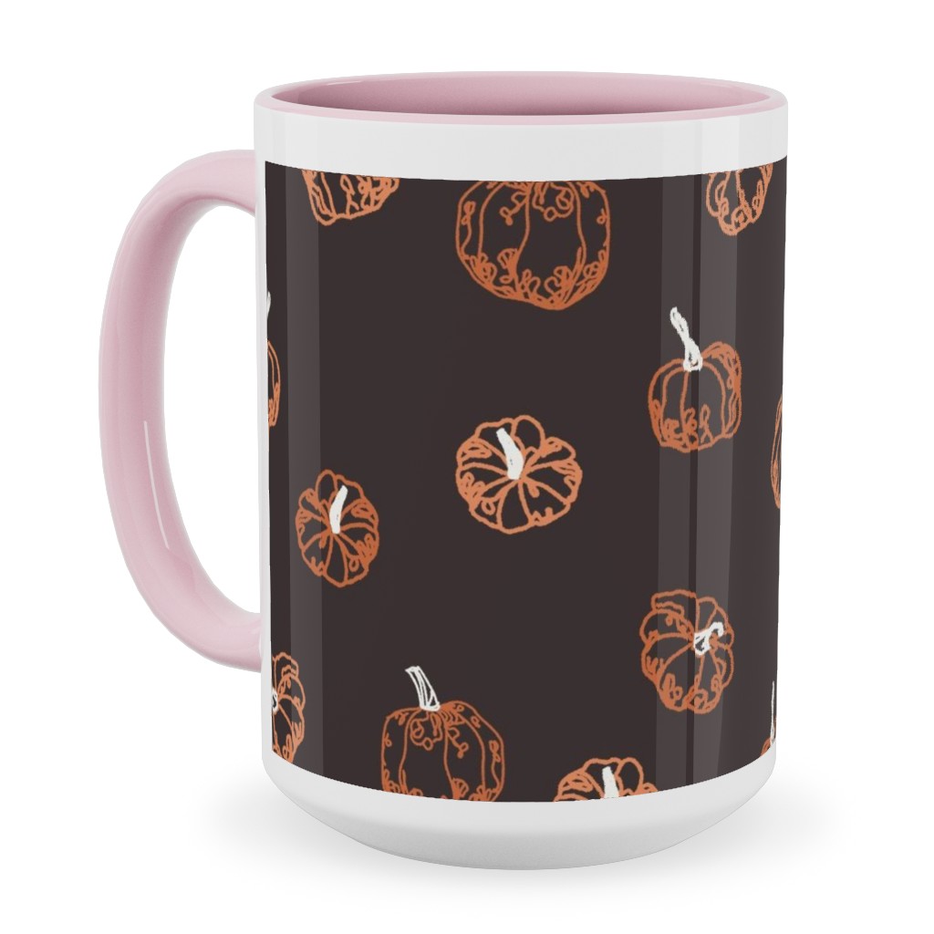 Pumpkins Ceramic Mug, Pink, , 15oz, Brown, Brown