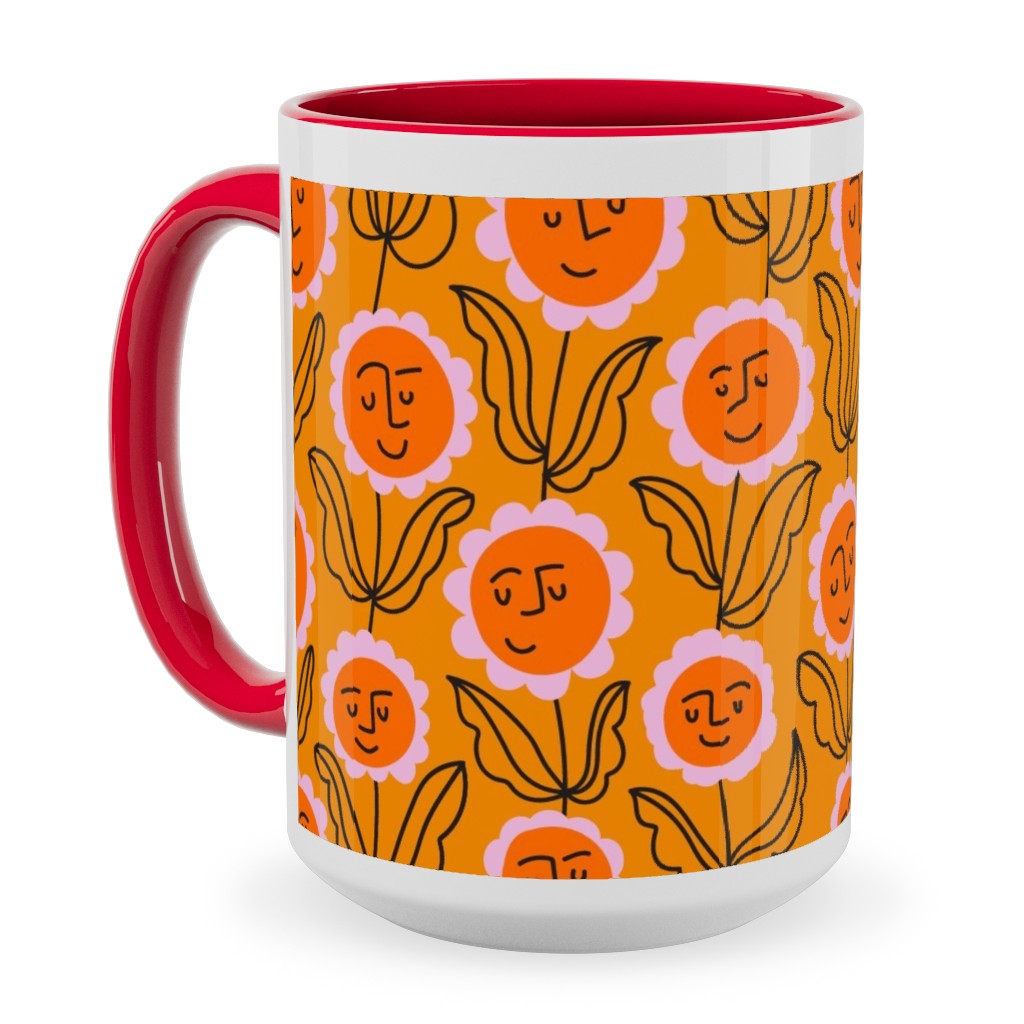 Happy Marigold Vine - Orange Ceramic Mug, Red, , 15oz, Orange, Orange