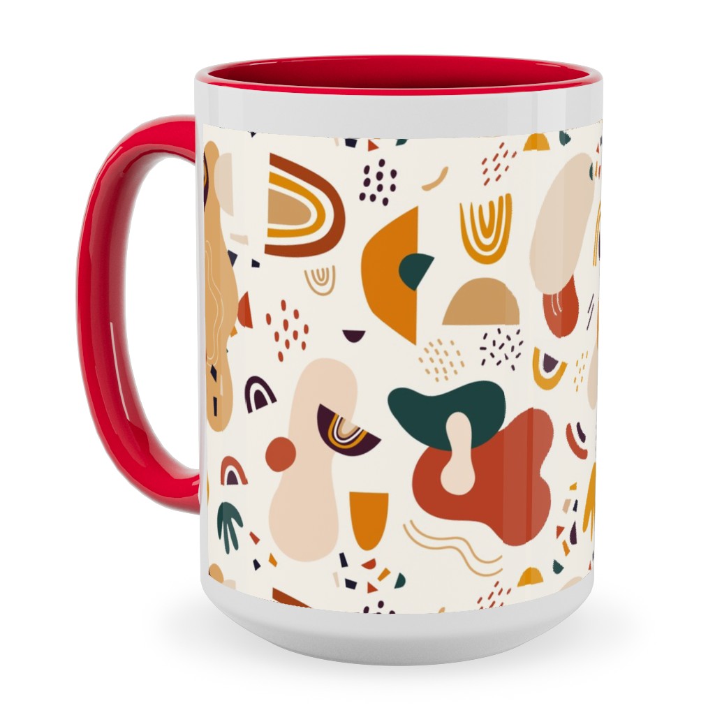 Abstract Seamless Pattern - Multi Ceramic Mug, Red, , 15oz, Multicolor