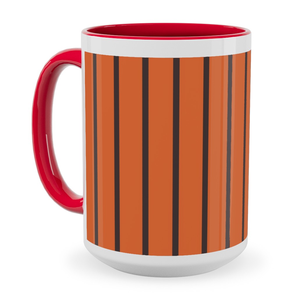 Halloween Stripes Ceramic Mug, Red, , 15oz, Orange, Fawn