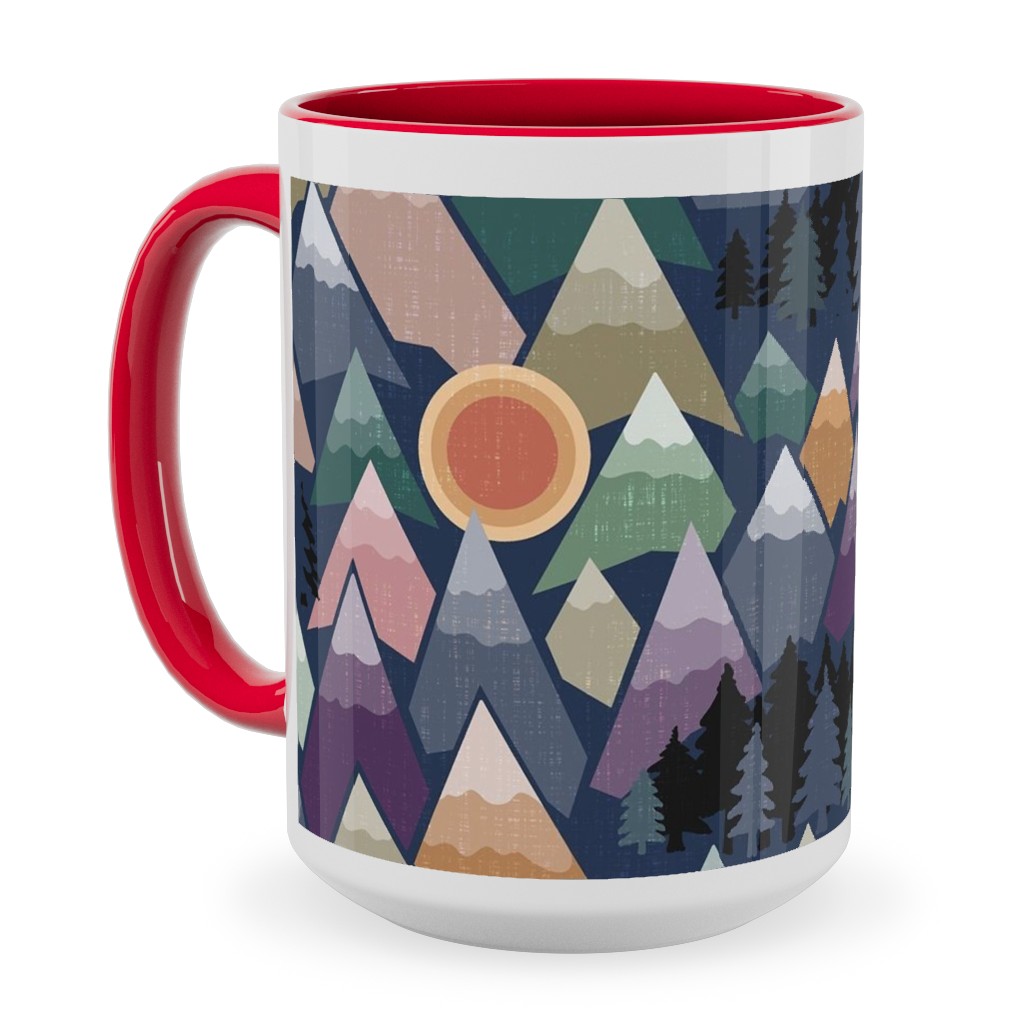 the Mountains Are Calling - Colourful Ceramic Mug, Red,  , 15oz, Multicolor