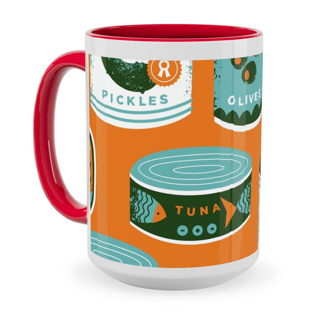 Canned Goods Ceramic Mug, Red, , 15oz, Orange, Fawn
