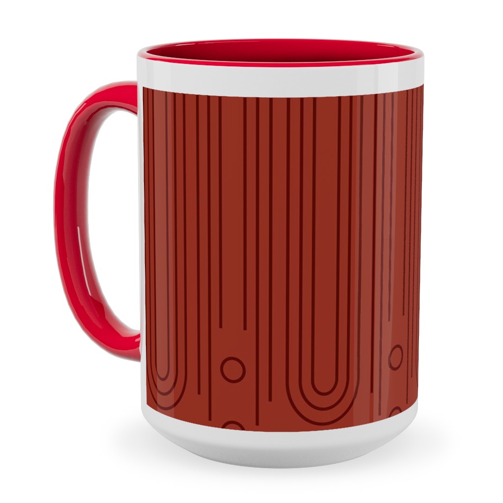 Art Deco Arches - Cranberry Ceramic Mug, Red, , 15oz, Red, Red