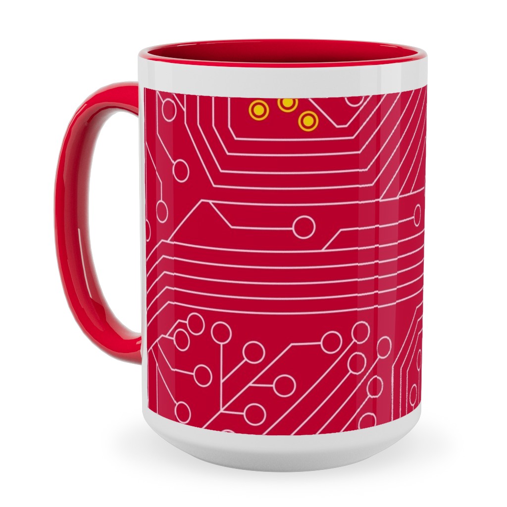 Motherboard Computer Science Ceramic Mug, Red,  , 15oz, Red