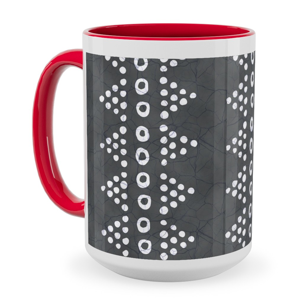 Batik Triangle Stripe - Earth Smoke Ceramic Mug, Red, , 15oz, Gray, Gray