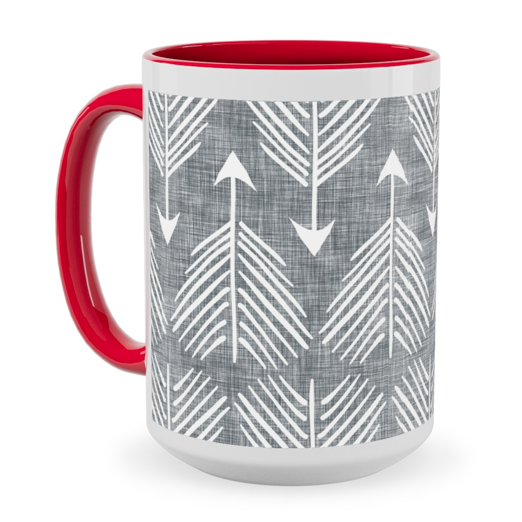 Django Arrows Ceramic Mug, Red,  , 15oz, Gray