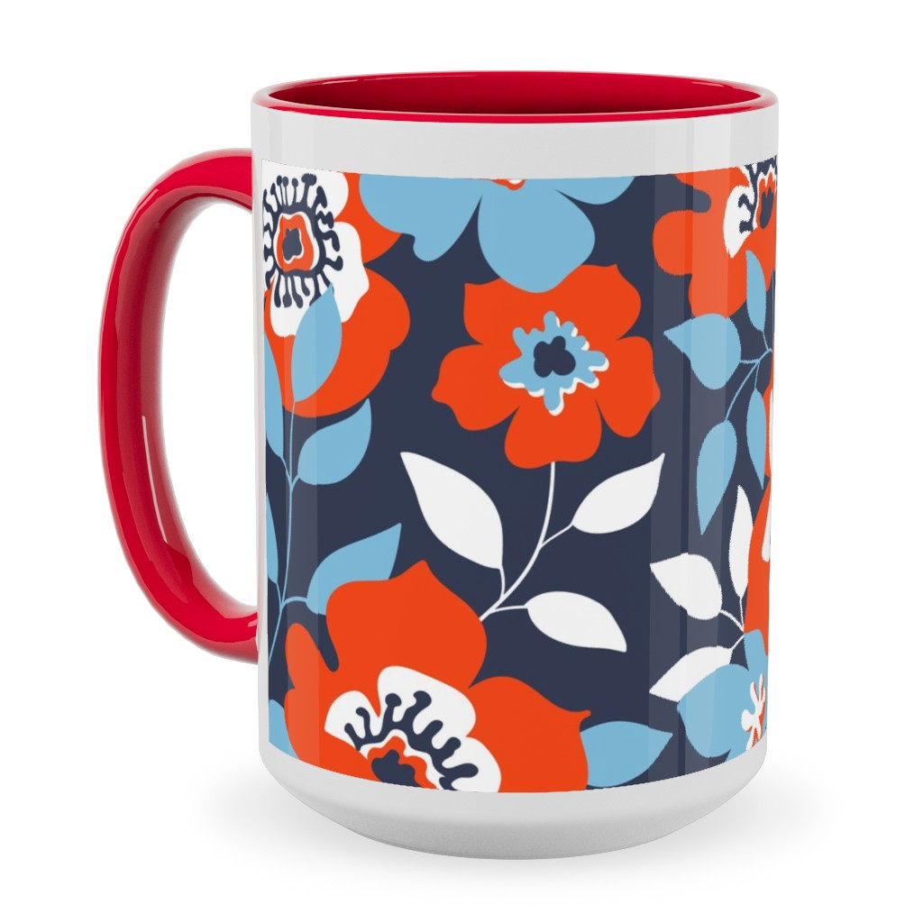 Wild Roses - Multi Ceramic Mug, Red,  , 15oz, Blue