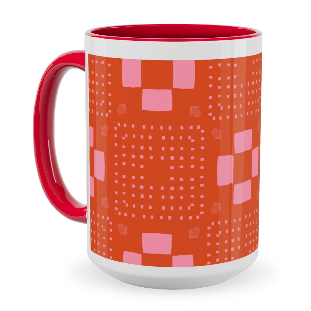 Phlox Garden - Red and Pink Ceramic Mug, Red,  , 15oz, Red