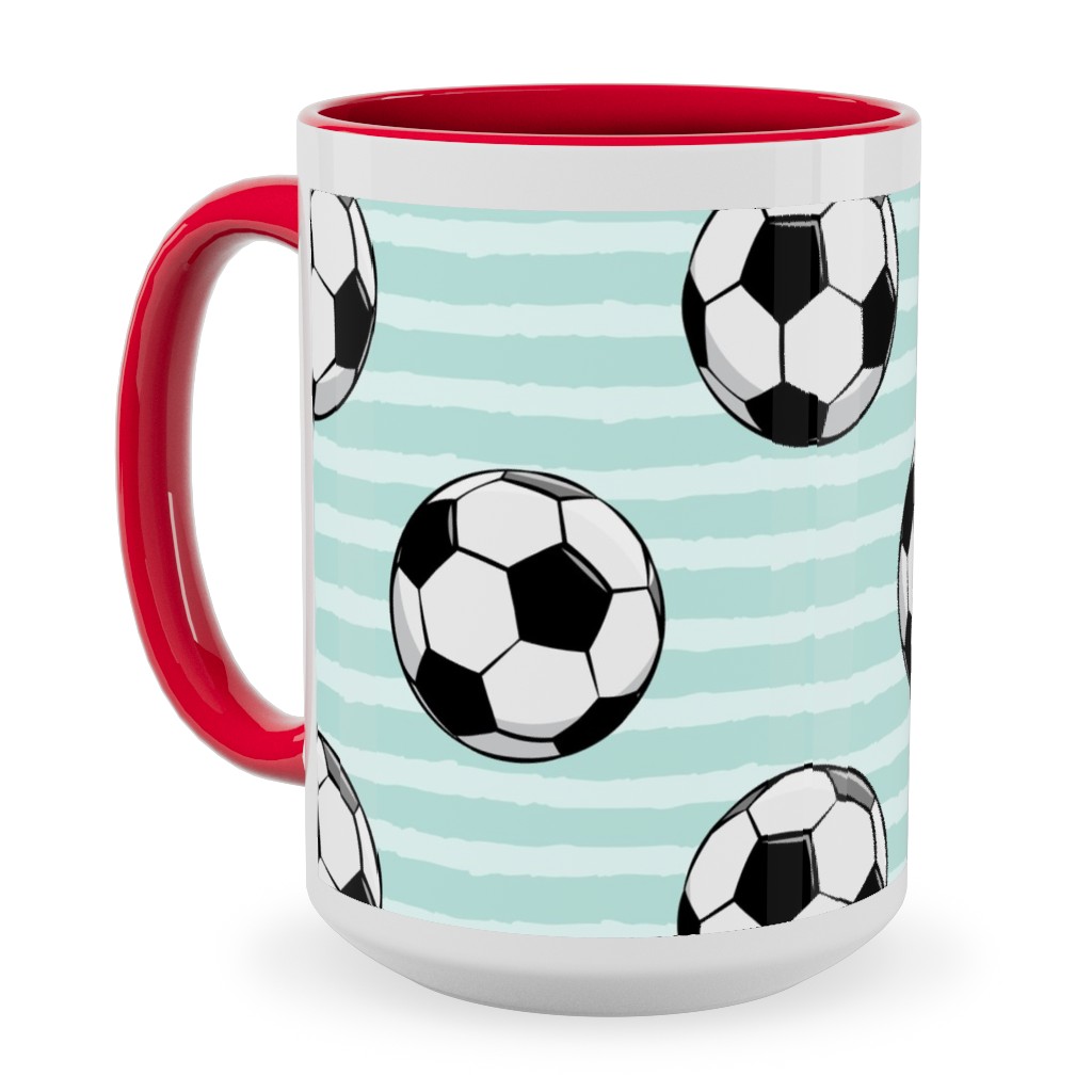 Soccer Balls Ceramic Mug, Red, , 15oz, Green, Boardwalk