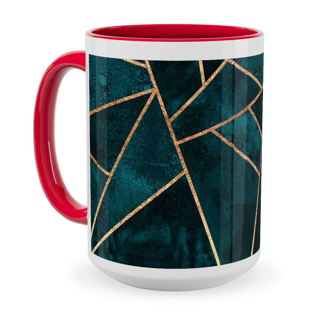 Stone - Deep Teal Ceramic Mug, Red,  , 15oz, Green