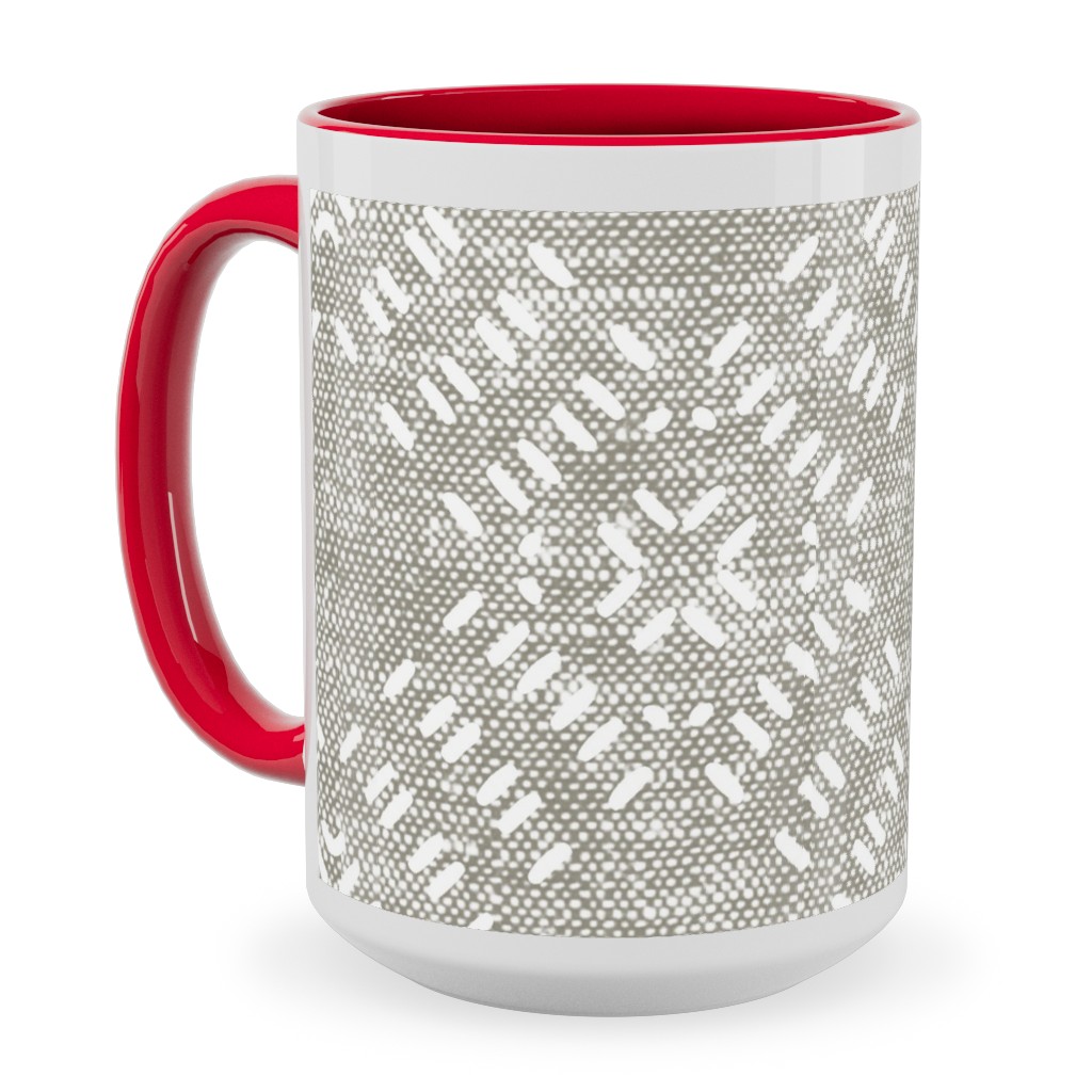 Modern Farmhouse Tile - Neutral Ceramic Mug, Red, , 15oz, Gray, Gray
