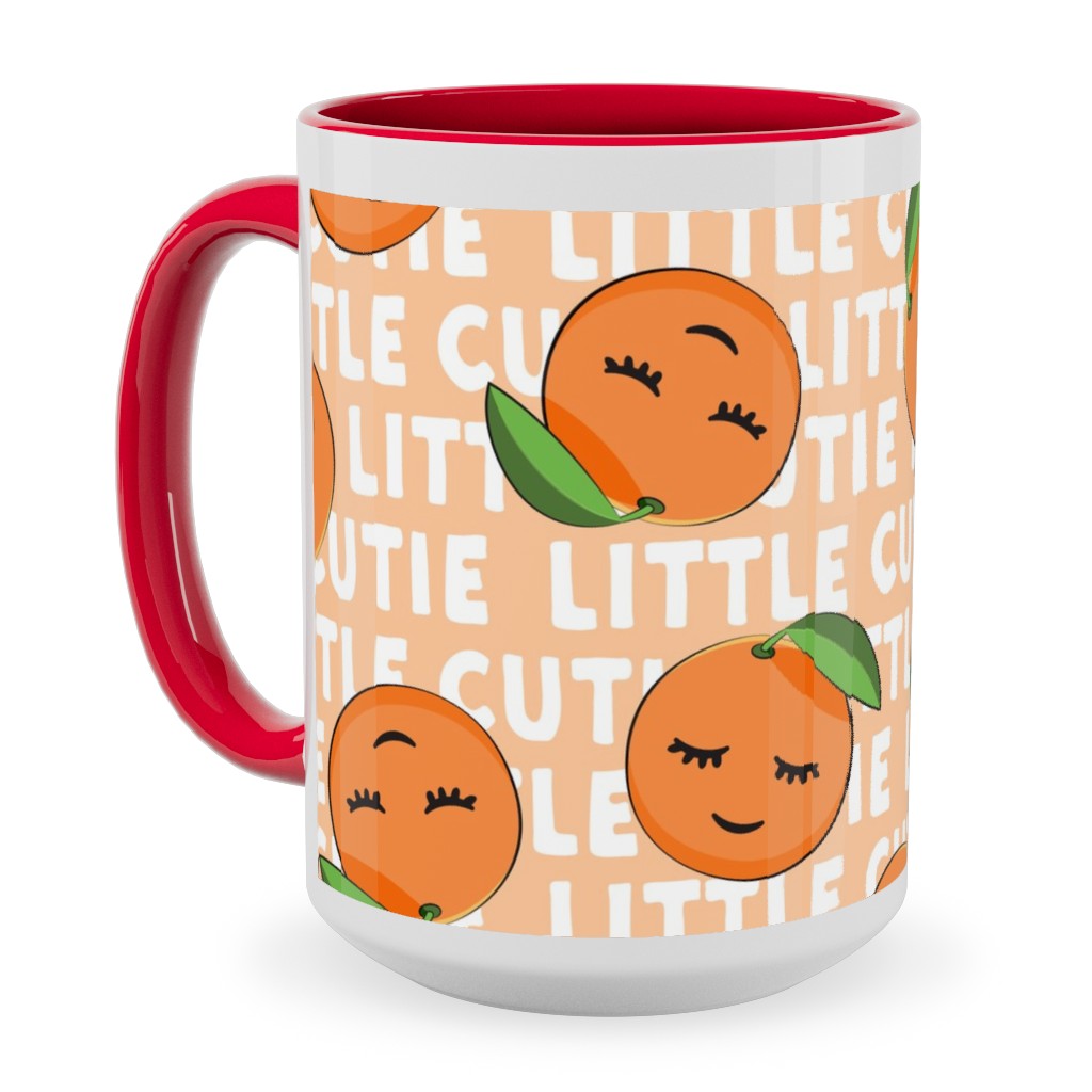 Little Cutie - Happy Oranges - Orange Ceramic Mug, Red, , 15oz, Orange, Orange