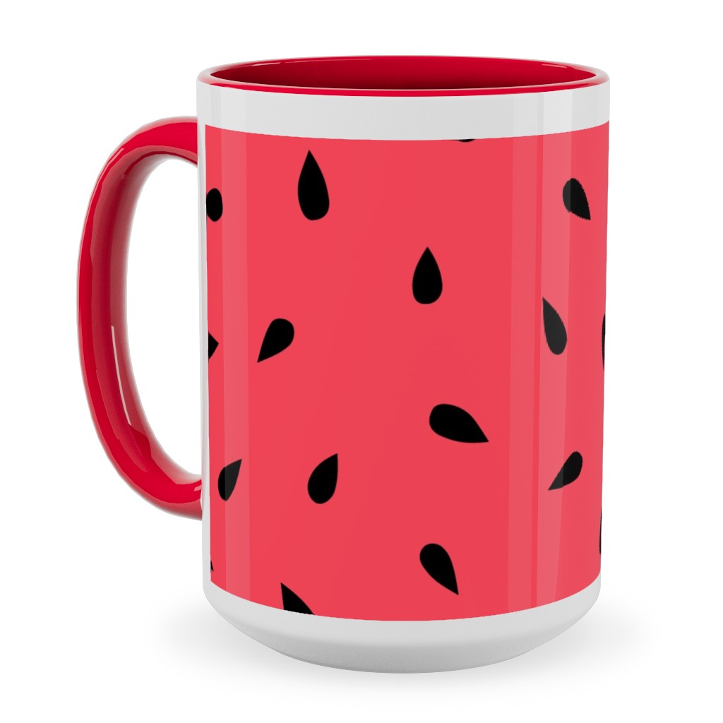 Watermelon Fruit Seeds Ceramic Mug, Red, , 15oz, Red, Red