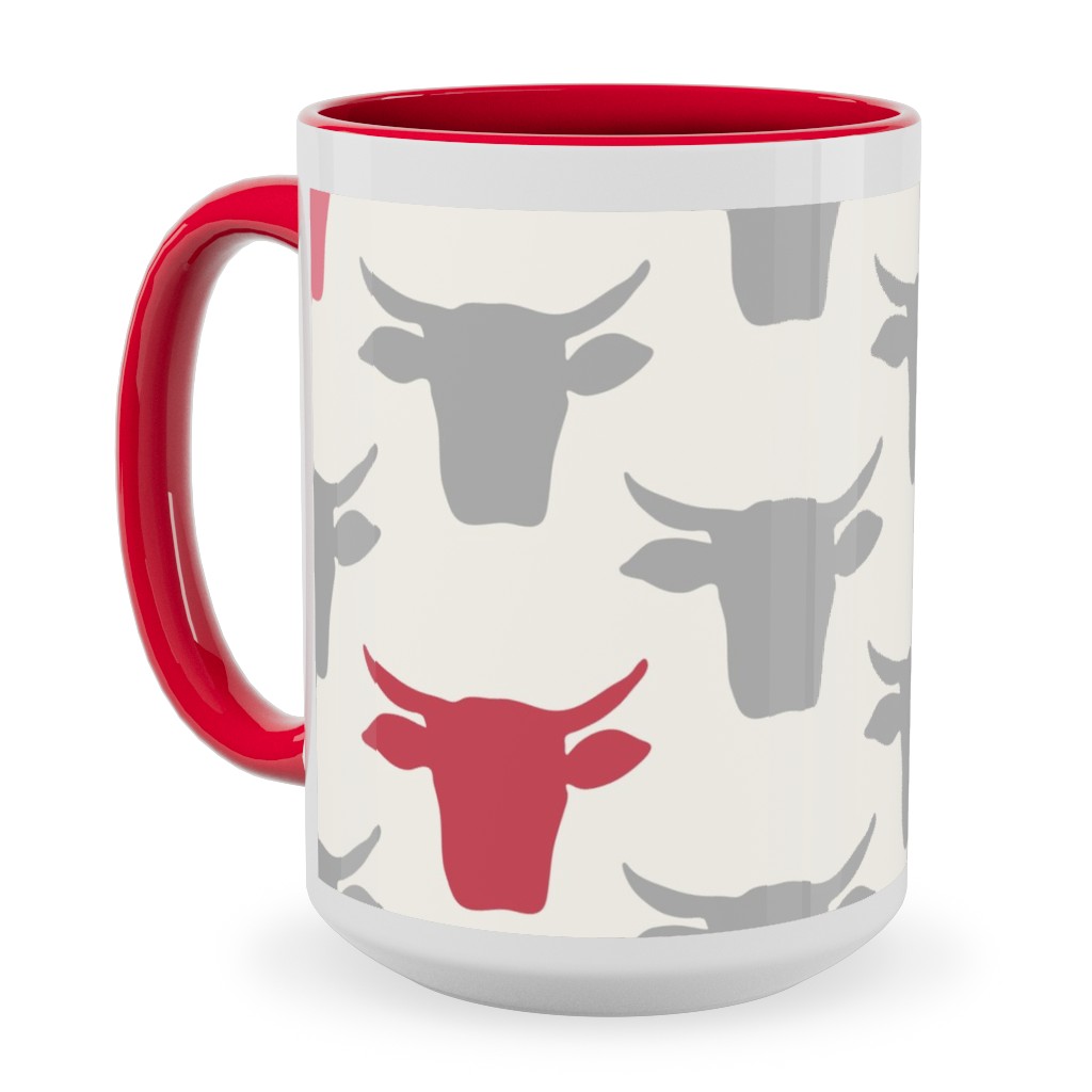 Cows Ceramic Mug, Red, , 15oz, Pink, Bloom
