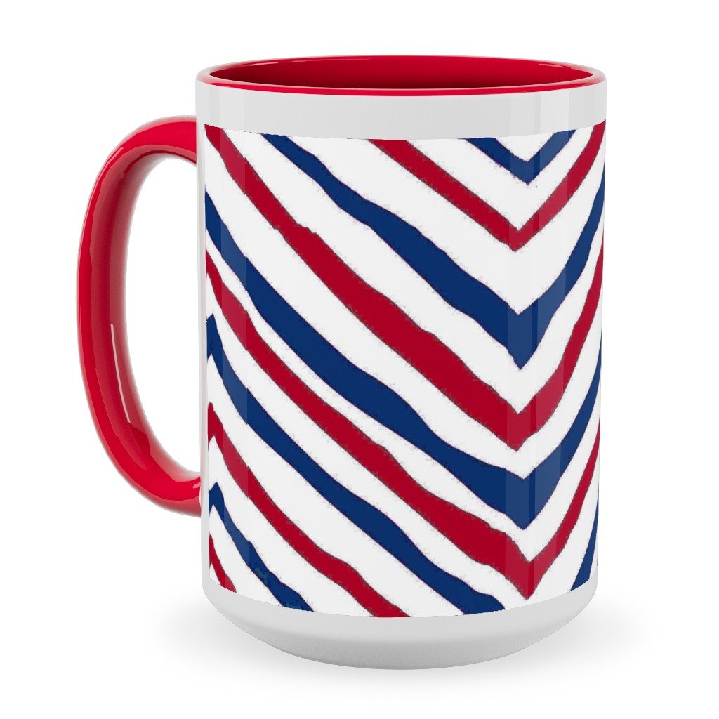 Patriots Chevron Zig Zag - Navy, Red Ceramic Mug, Red,  , 15oz, Multicolor