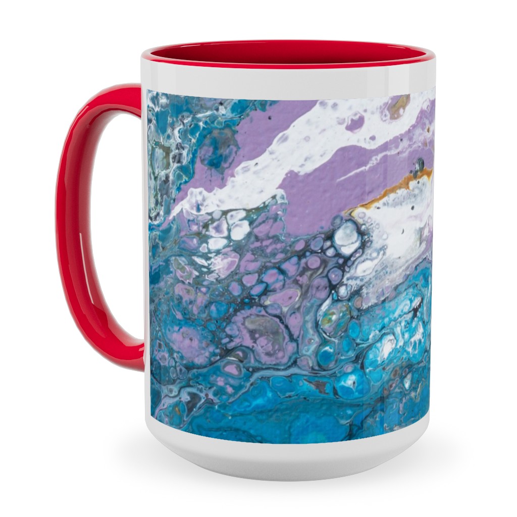 Flow Painting - Blue Ceramic Mug, Red, , 15oz, Blue, True Blue
