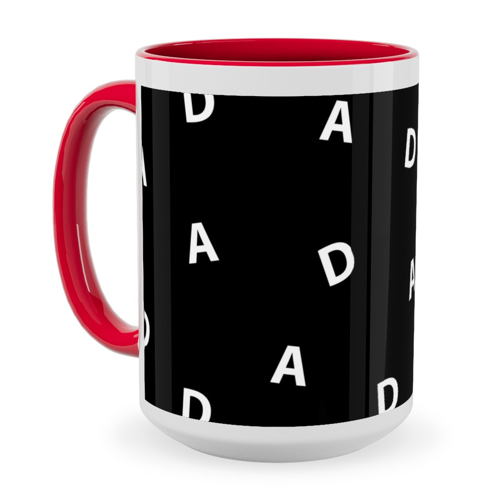 Sweet Dad Typography - Black and White Ceramic Mug, Red, , 15oz, Black, Black