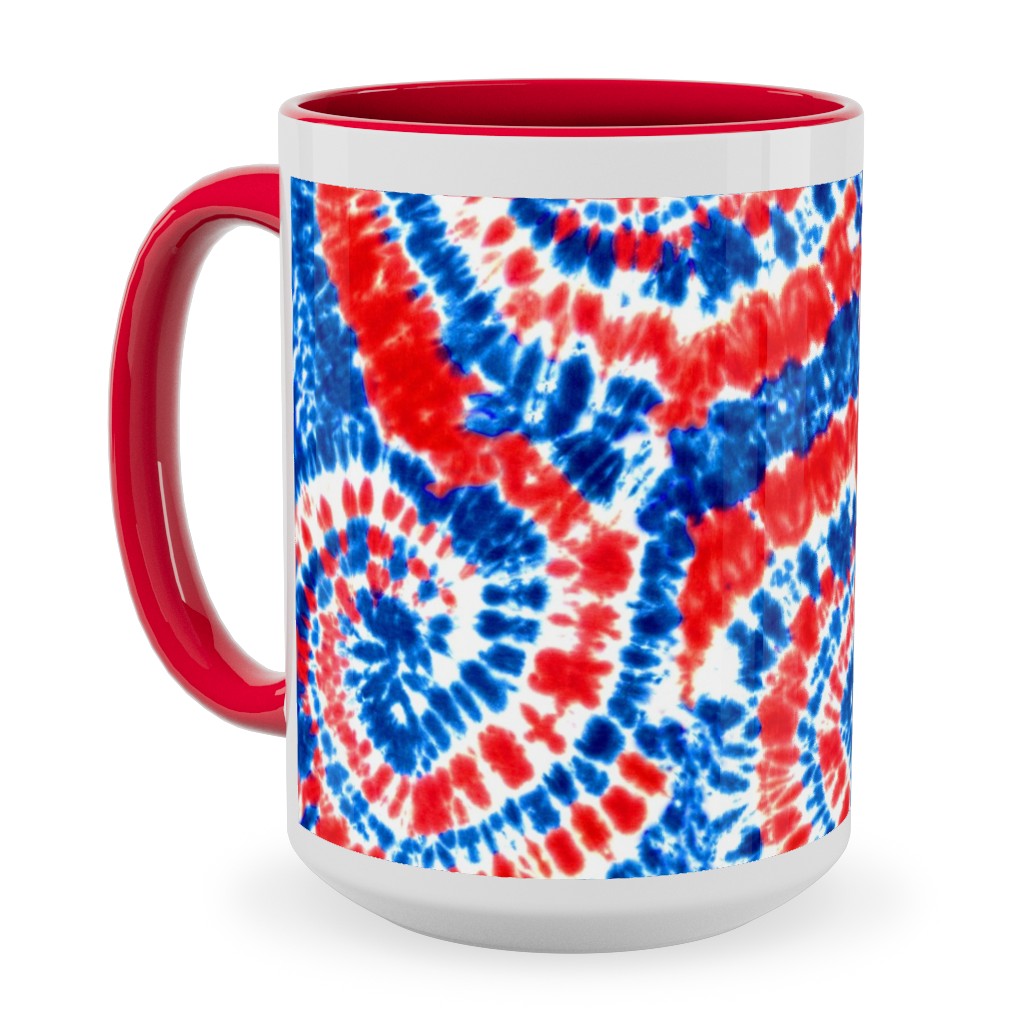 Tie Dye - Red White and Blue Ceramic Mug, Red, , 15oz, Multicolor