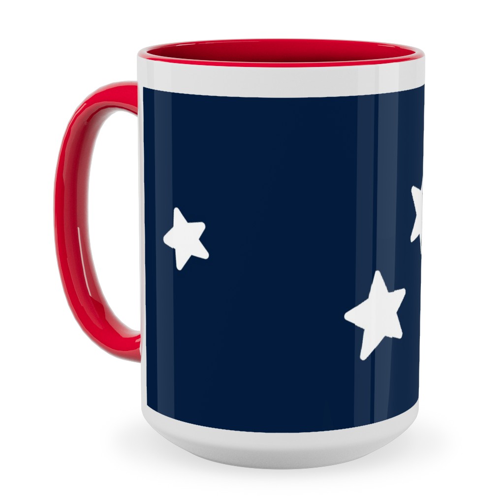 Stars Ceramic Mug, Red, , 15oz, Blue, Silhouette